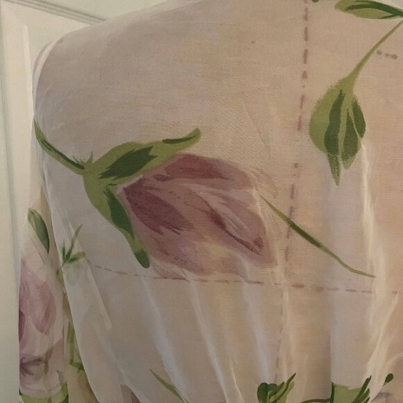 Lord & Taylor Women 100% Polyester Floral Semi-Sheer Robe Multicolor Medium - Picture 6 of 11